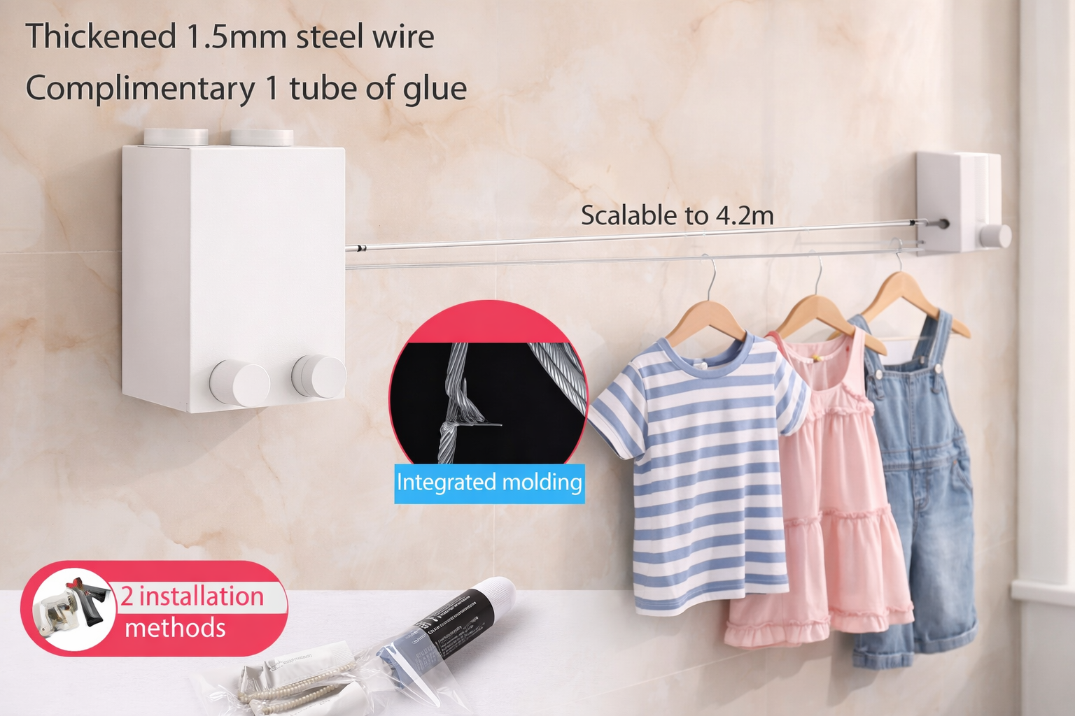 Telescopic Clothesline Clothes Drying Rope